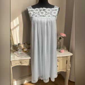HENSON KICKERNICK VINTAGE PALE BLUE FLORAL LACE NIGHTIE BABYDOLL LINGERIE SIZE M